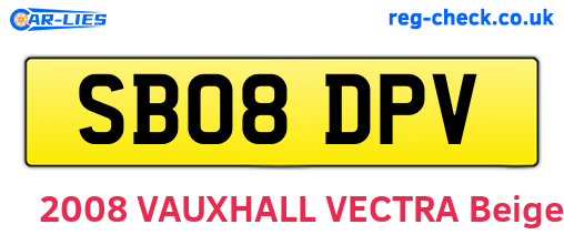SB08DPV are the vehicle registration plates.