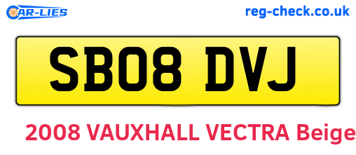 SB08DVJ are the vehicle registration plates.