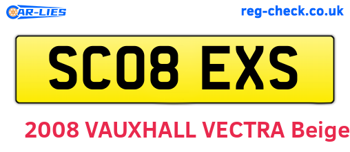 SC08EXS are the vehicle registration plates.