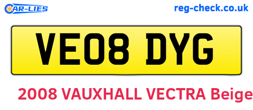 VE08DYG are the vehicle registration plates.