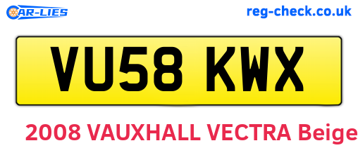 VU58KWX are the vehicle registration plates.