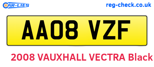 AA08VZF are the vehicle registration plates.