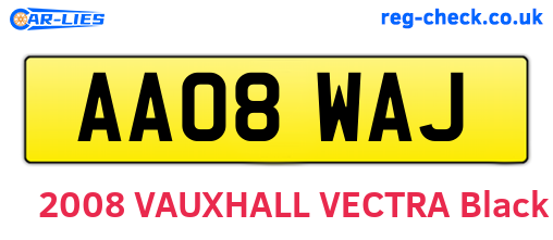 AA08WAJ are the vehicle registration plates.