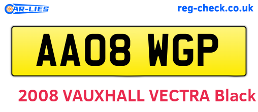 AA08WGP are the vehicle registration plates.