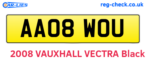 AA08WOU are the vehicle registration plates.
