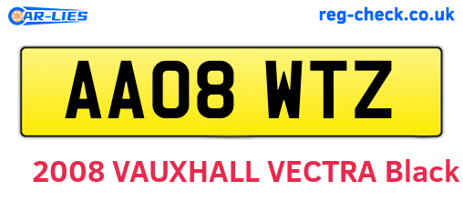 AA08WTZ are the vehicle registration plates.