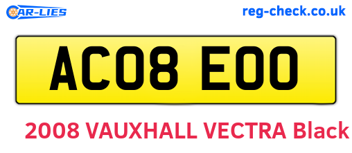 AC08EOO are the vehicle registration plates.