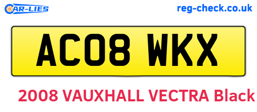 AC08WKX are the vehicle registration plates.
