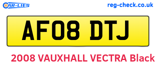 AF08DTJ are the vehicle registration plates.