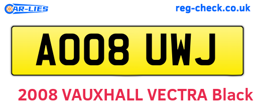 AO08UWJ are the vehicle registration plates.