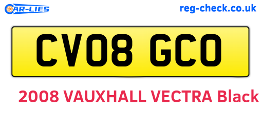 CV08GCO are the vehicle registration plates.