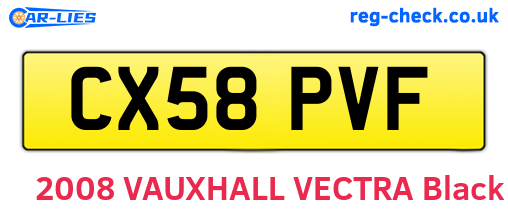 CX58PVF are the vehicle registration plates.