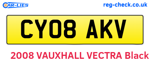 CY08AKV are the vehicle registration plates.