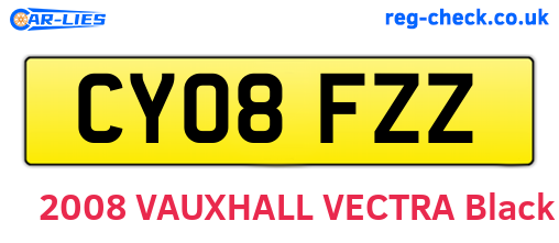 CY08FZZ are the vehicle registration plates.