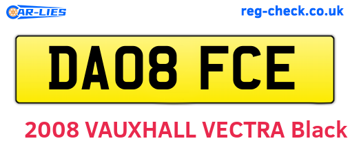 DA08FCE are the vehicle registration plates.