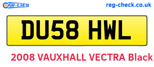 DU58HWL are the vehicle registration plates.