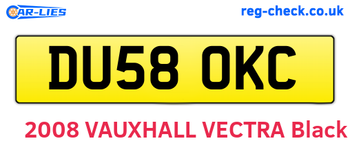 DU58OKC are the vehicle registration plates.