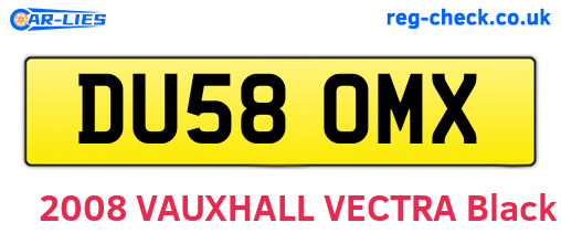 DU58OMX are the vehicle registration plates.