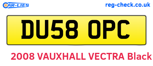 DU58OPC are the vehicle registration plates.