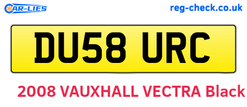 DU58URC are the vehicle registration plates.