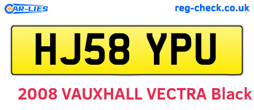 HJ58YPU are the vehicle registration plates.