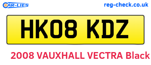HK08KDZ are the vehicle registration plates.