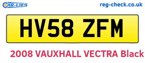 HV58ZFM are the vehicle registration plates.