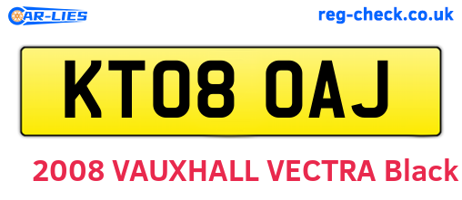 KT08OAJ are the vehicle registration plates.