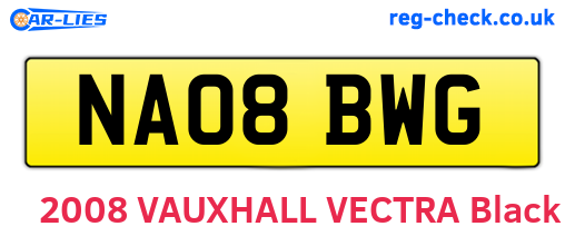 NA08BWG are the vehicle registration plates.
