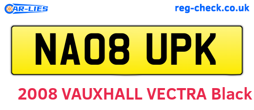 NA08UPK are the vehicle registration plates.