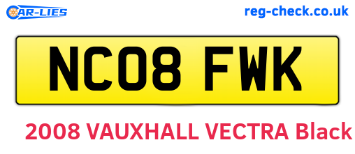 NC08FWK are the vehicle registration plates.