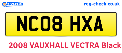 NC08HXA are the vehicle registration plates.