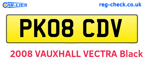 PK08CDV are the vehicle registration plates.