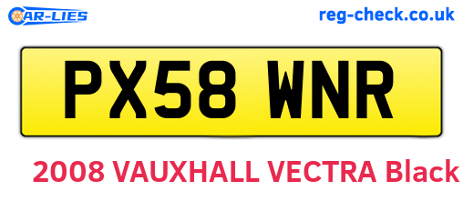 PX58WNR are the vehicle registration plates.