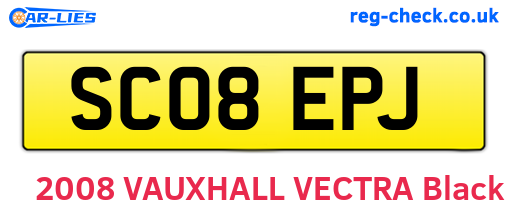 SC08EPJ are the vehicle registration plates.
