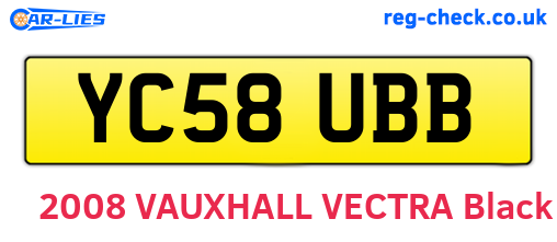 YC58UBB are the vehicle registration plates.