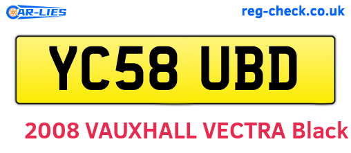 YC58UBD are the vehicle registration plates.