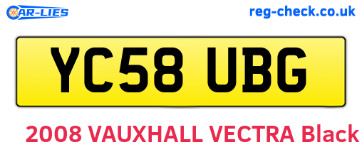 YC58UBG are the vehicle registration plates.