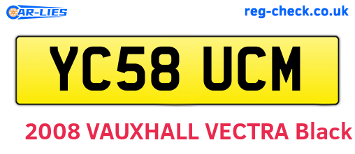 YC58UCM are the vehicle registration plates.