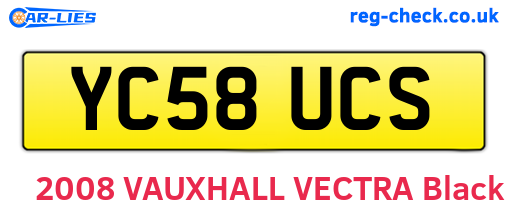 YC58UCS are the vehicle registration plates.