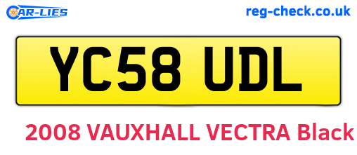 YC58UDL are the vehicle registration plates.