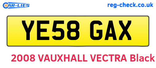 YE58GAX are the vehicle registration plates.