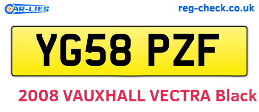 YG58PZF are the vehicle registration plates.