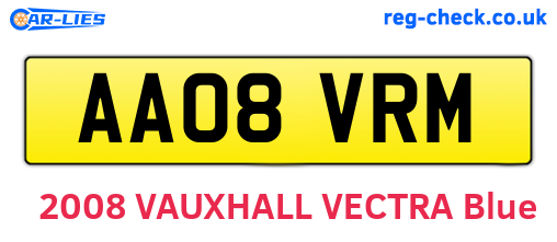 AA08VRM are the vehicle registration plates.