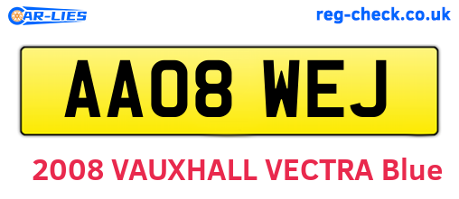 AA08WEJ are the vehicle registration plates.