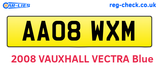 AA08WXM are the vehicle registration plates.