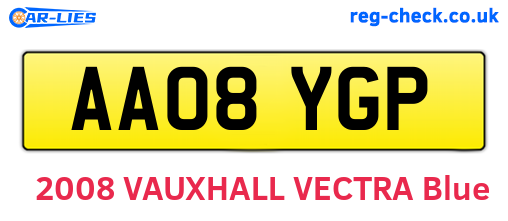 AA08YGP are the vehicle registration plates.