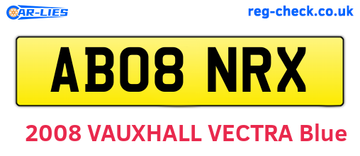AB08NRX are the vehicle registration plates.
