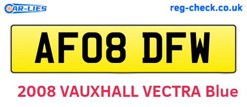 AF08DFW are the vehicle registration plates.