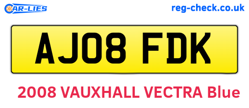 AJ08FDK are the vehicle registration plates.